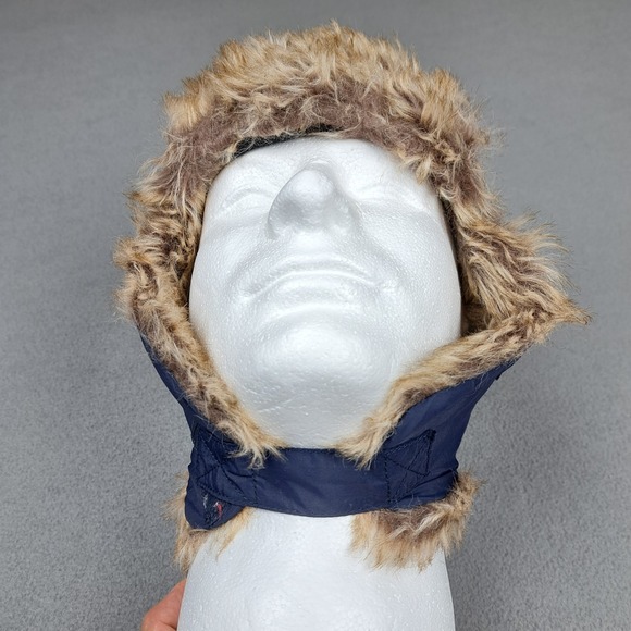 Gap Kids Hat Navy Warmest Trapper Ear Flap Fleece Lined Winter Cap Faux Fur Trim - Picture 5 of 12